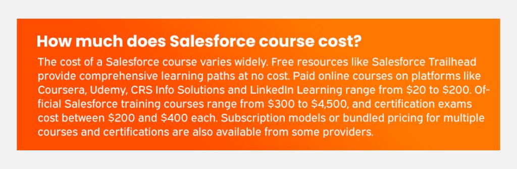 How much does Salesforce course cost 2025