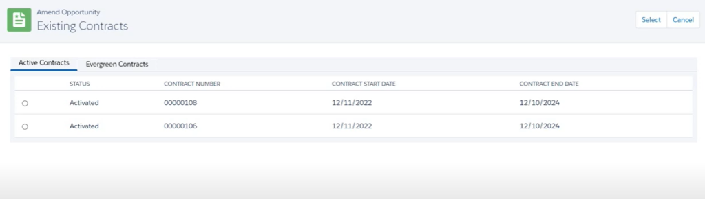 Amend Oppurtunity Existing Contracts