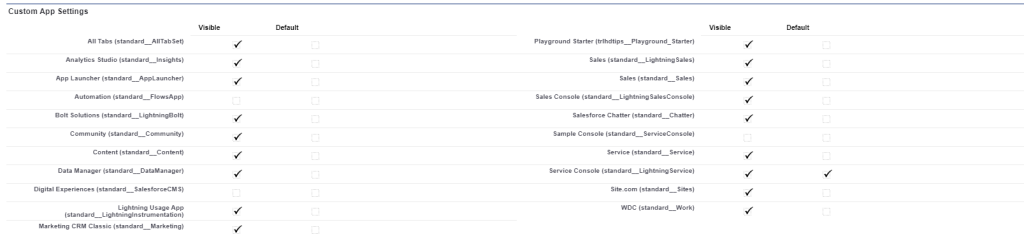 Custom App Setting