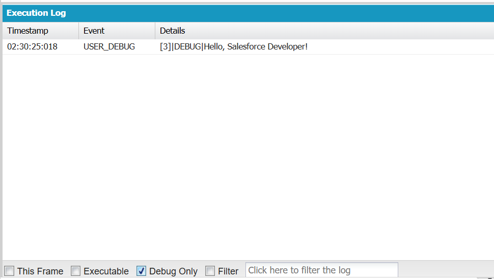 displays execution details