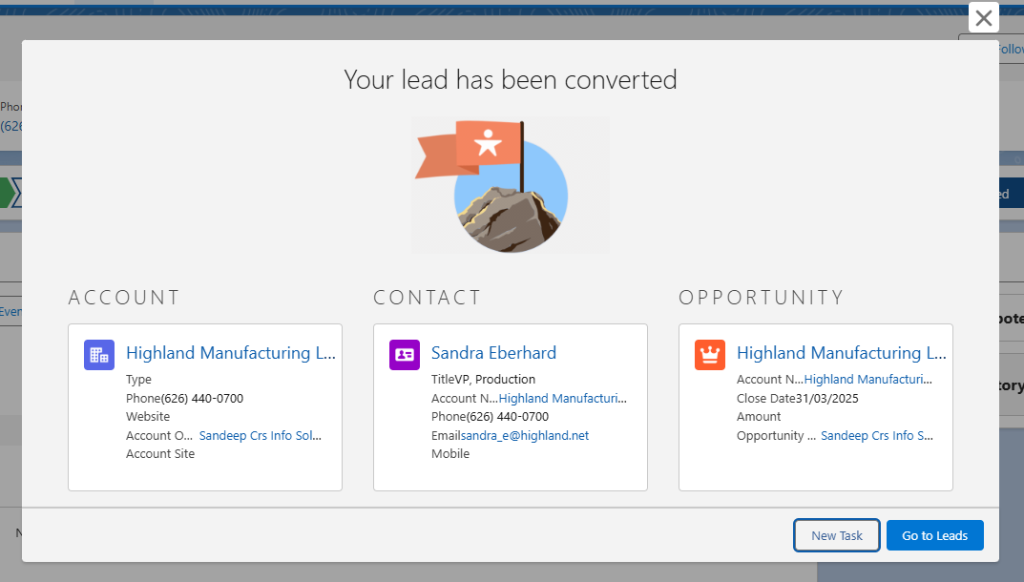 here i converted Lead into Opportunity