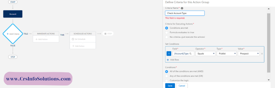 so here i had given criteria name as Check Account Type. 