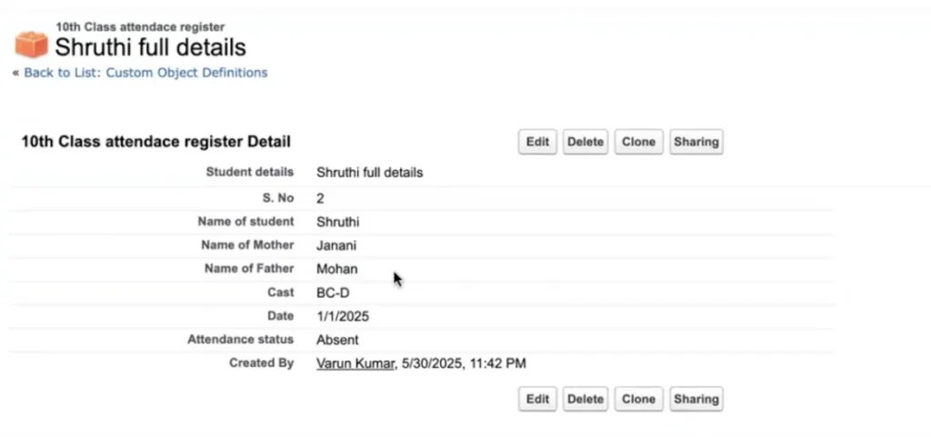 Creating App, Tab, Field in Salesforce -11 Record 2